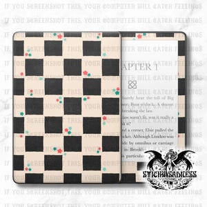 Beige Dot Checkered Decal Insert Skin, Aesthetic Cute Vinyl Wrap for Kindle Kobo iPad Boox Fire, Gift for Book Lover, BookTok Accessories