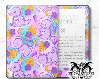 Pastel Space Dino Colorful Fun Decal Insert Skin, Cute Vinyl Wrap for Kindle Kobo iPad Boox Fire, Gift for Book Lover, BookTok Accessories