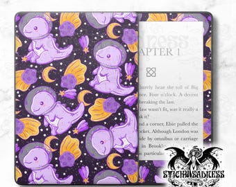 Black Space Dino Colorful Fun Decal Insert Skin, Cute Vinyl Wrap for Kindle Kobo iPad Boox Fire, Gift for Book Lover, BookTok Accessories