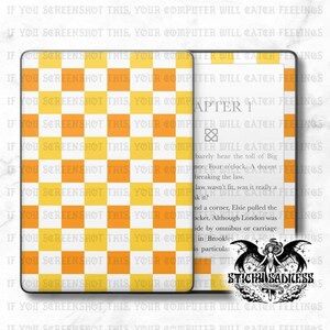 Yellow Aesthetic Checkered Decal Insert Skin, Cute Vinyl Wrap for Kindle Kobo iPad Boox Fire, Gift for Book Lover, BookTok Accessories