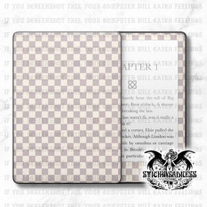 Purple Boho Checkered Decal Insert Skin, Aesthetic Cute Vinyl Wrap for Kindle Kobo iPad Boox Fire, Gift for Book Lover, BookTok Accessories
