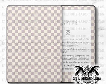 Purple Boho Checkered Decal Insert Skin, Aesthetic Cute Vinyl Wrap for Kindle Kobo iPad Boox Fire, Gift for Book Lover, BookTok Accessories
