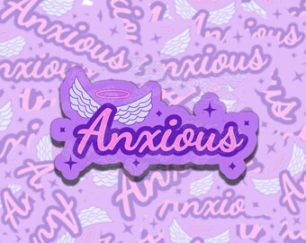 Anxious Angel Cute Colorful Mental Health Sticker, Affirmation Sticker, Gift for Friend,  Sticker for Kindle Laptop Water Bottle Journal