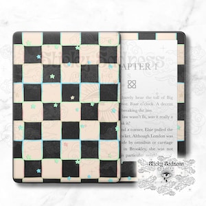 Icy Sharks Checker Summer Cute Decal Insert Skin, Cute Vinyl Wrap for Kindle Kobo iPad Boox Fire, Gift for Book Lover, BookTok Accessories