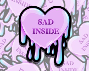 Spooky Colorful Girly Imagery Heart Waterproof Vinyl Sticker Set, Gift for Friend, Funny Sticker for Kindle Laptop Water Bottle Journal