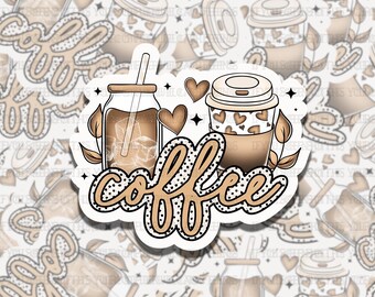 Coffee Neutral Sad Beige Coffee Lover Waterproof Vinyl Sticker, Girly Gift for Friend, Funny Sticker for Kindle Laptop Water Bottle Journal