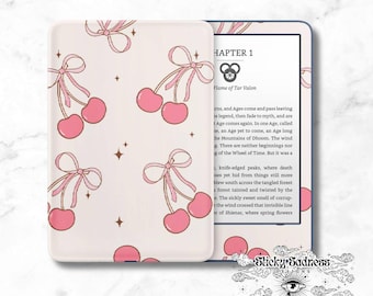 Pink Coquette Cherry Decal Insert Skin, Cute Vinyl Wrap for Kindle Kobo iPad Boox Fire, Gift for Book Lover, BookTok Accessories