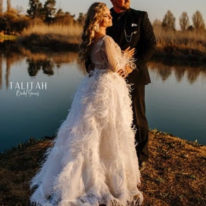 Feather skirt wedding dress 2025