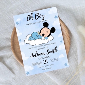 Invito per baby shower di Topolino, invito digitale per baby shower di un maschietto, è un maschietto, oh maschietto