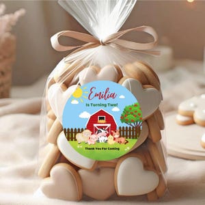 Farm Birthday Party Thank You Stickers, Barnyard Second Birthday Favor Tags, Farm Animals thank you stickers, Personalized Party Stickers