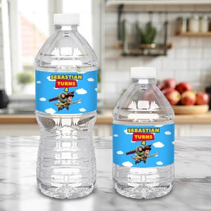Toy Story Water Bottle Labels,  Personalized editable birthday labels, fourth birthday party favors, woody birthday stickers, buzz labels