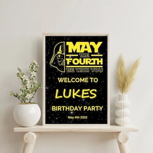 May the Fourth be with you Welcome Sign May the 4th Poster Board 16 x 20 Editable Canva Template Printable Welcome Sign for Kids birthday