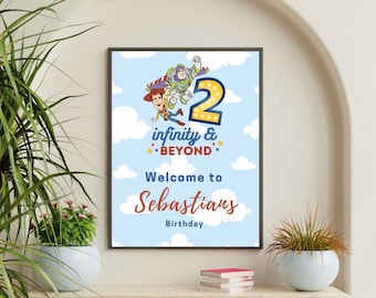Two Infinity Birthday Welcome Sign, Editable Template (Digital Download)
