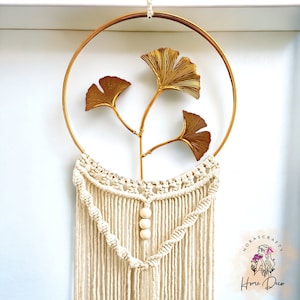 Woven Gold Tassel Wall Hanging, Macrame Wall Art Home Decor, Gold Plated Decorative Pendant Wall Hangings, Boho Home & Living