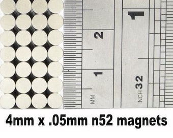 Lot of 10 Magnets -4 mm x 0.5 mm N52, high grade neodymium disk Micro Magnets