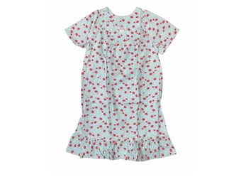 Anthony Richards House Dress Blue Red Cherries MuMu Women's Size Large Petite , New In Package, Front Pockets, Cotton Blend