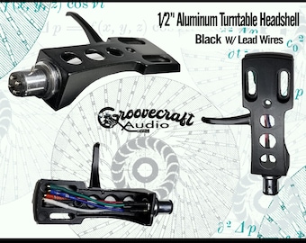 1/2" Aluminum Headshell with Lead wires for standard turntables Record player Parts - New- Black