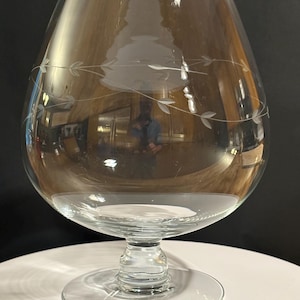 Princess House Heritage Etched Crystal Brandy Snifter Glass | Vintage Cognac Snifter | Heritage Pattern #404