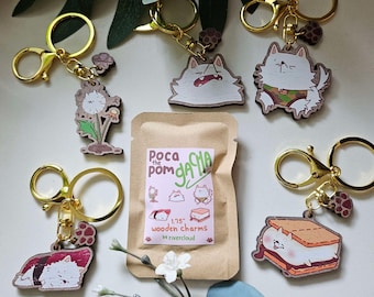 Mystery Eco-Friendly Wooden Charm Gacha Bags - Poca the Pom White Pomeranian