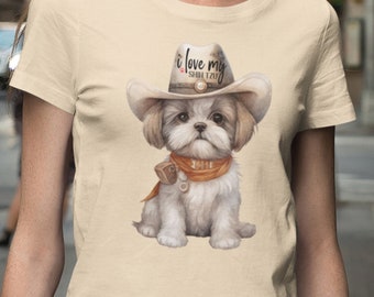 Camiseta con estampado de vaquero Shih Tzu: regalo para los amantes de los perros