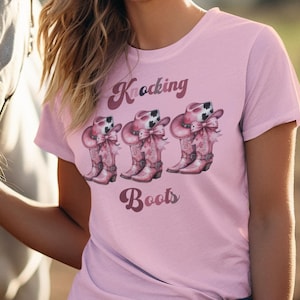 Knocking Boots T-Shirt, V-Neck or Sweatshirt, Country Music Lover, Western Style, Cowboy Life Vibes Shirt,Cowgirl Aesthetics, Country Style