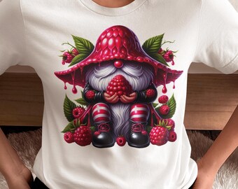 Berry Garden Gnome with Raspberries - Cute Gift for Best Friend, Funny Birthday Tee, Berry Vibe Sweatshirt, Perfect for Raspberries Lovers