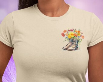 Boots With Wildflowers Shirt, Dandelion Wildflowers Shirt, Wild Flower Shirt, Cute Flower Shirt, Cute Mom Tee, Gift For Girl, Gift For Wife