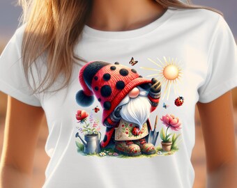Ladybug Gnome Shirt, V-Neck, Sweatshirt or Racerback Tank Top. Best Friend, Funny Birthday Shirt, Mothers Day Gift, Mom Outfit, Garden Gnome