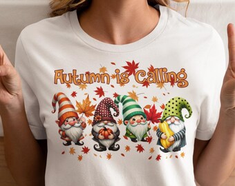 Autumn Is Calling Gnome Shirt, V-Neck or Sweatshirt, Best Friend,Funny Birthday Shirt, Garden Gnome Tee,Fall Vibe Sweater, Fall Lover Gift