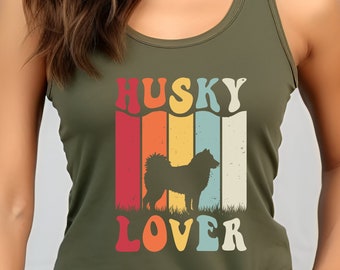 Husky Liebhaber Shirt, V-Ausschnitt, Sweatshirt oder Racerback Tank Top, Husky Mama Geburtstagsgeschenk, Hundeliebhaber Geschenk Shirt, Husky Papa Geschenk
