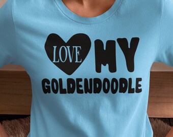 Camiseta Love My Goldendoodle | Presente de aniversário Doodle Mom | Camiseta de presente para amantes de cães | Presente para amantes de Goldendoodle | Camiseta de lona unissex Softstyle Bella