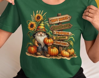 Happy Harvest Gnome - Cute Gift for Best Friend, Funny Birthday Tee - Cozy Sweatshirt - Thanksgiving Gnome Shirt - Harvest Shirt