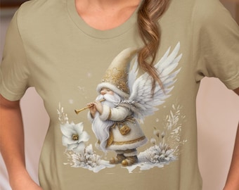 Angel Gnome - Cute Gift for Best Friend, Funny Birthday Tee - Cozy Sweatshirt - Santa Gnome - Christmas Sweatshirt - Holiday Angel Shirt