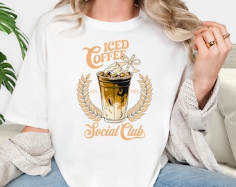 Iced Coffee Social Club Summer Shirt, Comfort Colors Tees and Sweatshirt. Best Friend Gift Trendy  Vacation Tee Cute Sweatshirt Gift for Her