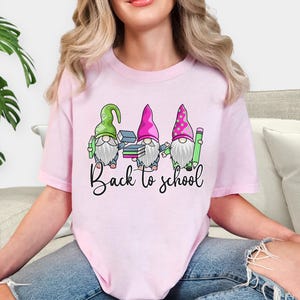 Back To School With Gnomes Teacher Shirt, Comfort Colors Shirt, Teacher Shirt, Gnome Shirt, Funny Teacher Shirt, Gift For Teacher, Retro Tee