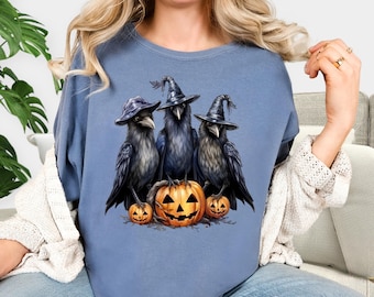 Halloween Crow Boo Shirt, Pumpkin Tshirt, Boo Sweatshirt, Halloween Gift, Gift For Her/Him, Comfort Colors Shirt, Spooky Season Shirt, Crow