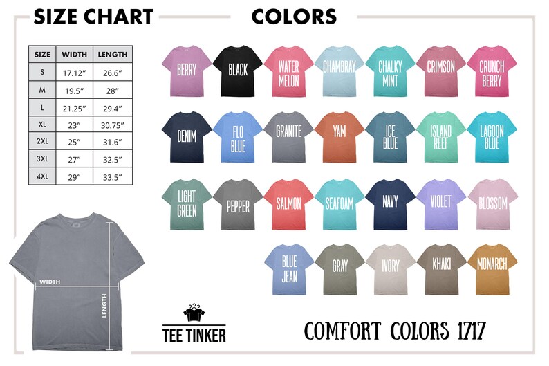 Size and Color Chart