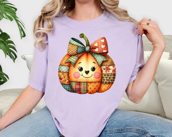 Vintage Coquette  Pumpkin With Bow Comfort Color Shirt, Fall Shirt, Funny Shirt, Halloween Shirt, Retro Shirt,  Coquette Shirt, Spooky Shirt