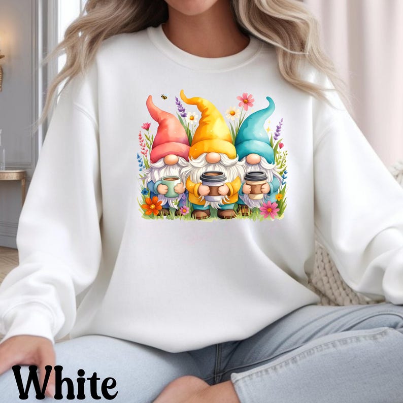 Gnomes with Coffee Shirt, Funny Coffee Lover Tee, Cute Gnome T-Shirt, Coffee Addict Gift, Morning Coffee Shirt, Barista Gift, Cozy Tee