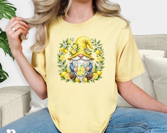 Gnome with Lemons Vintage Shirt, Trendy Comfort Colors Tee, Coquette Lemon Shirt, Summer Top, Meme Tee, Gift for Mom, Her, Birthday Shirt