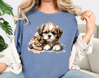 Camiseta Shih Tzu con colores cómodos para mamá, camiseta vintage con cara de perro, regalo Shih Tzu para mamá, camiseta para amantes de las mascotas, regalo para ella o para él, regalo para amantes de las mascotas