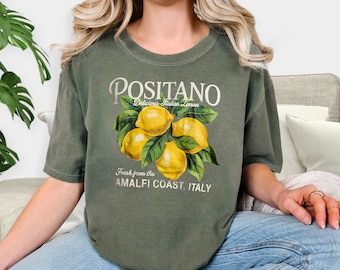 Comfort Colors® Retro Lemon Tshirt, Gift For Her, Lemon Shirt, Summer Shirt, Italy Shirt, Cottagecore Shirt, Amalfi Coast Shirt, Fruit Tee