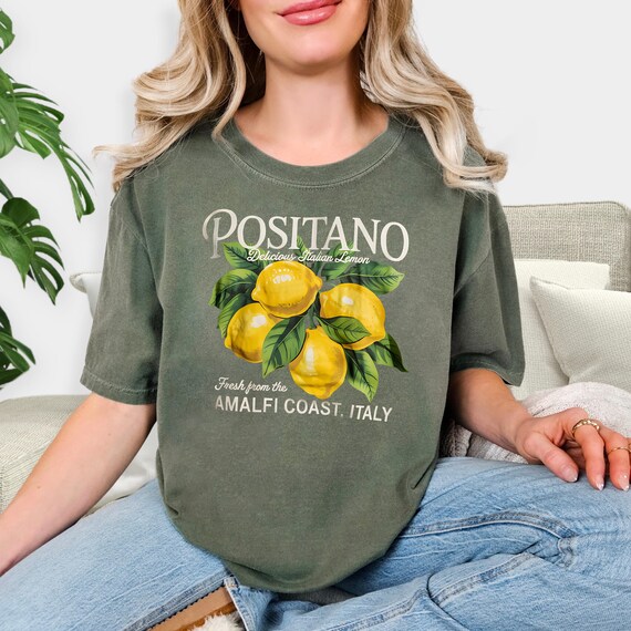 Comfort Colors® Retro Lemon Tshirt, Gift For Her, Lemon Shirt, Summer Shirt, Italy Shirt, Cottagecore Shirt, Amalfi Coast Shirt, Fruit Tee