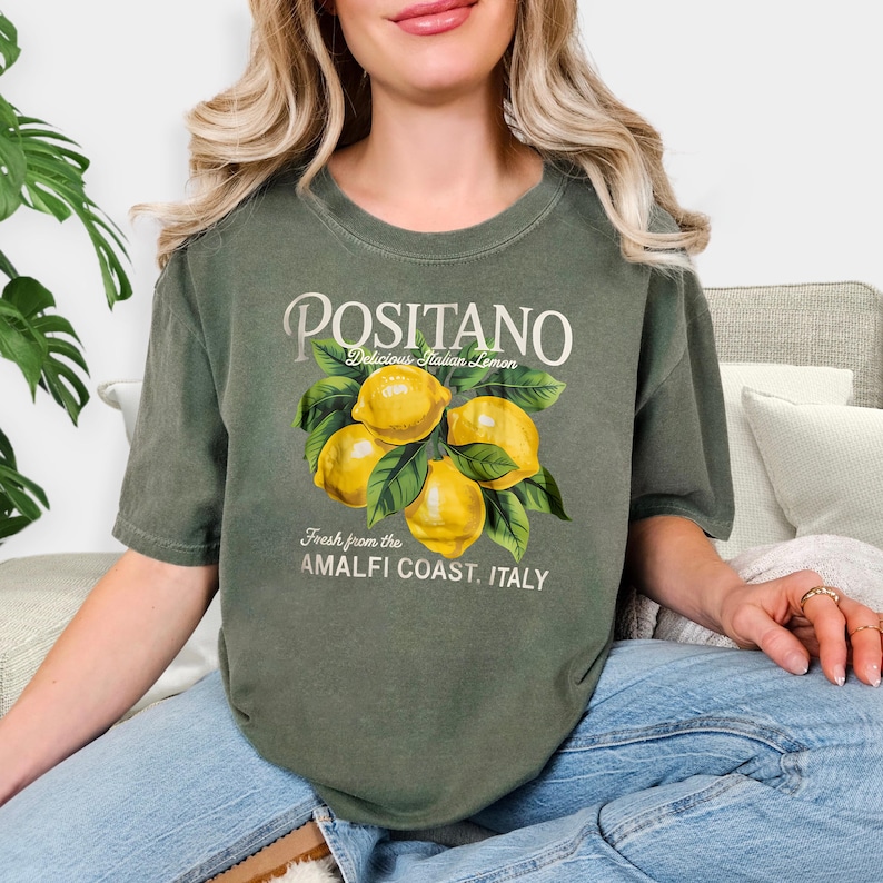 Comfort Colors® Retro Lemon Tshirt, Gift For Her, Lemon Shirt, Summer Shirt, Italy Shirt, Cottagecore Shirt, Amalfi Coast Shirt, Fruit Tee