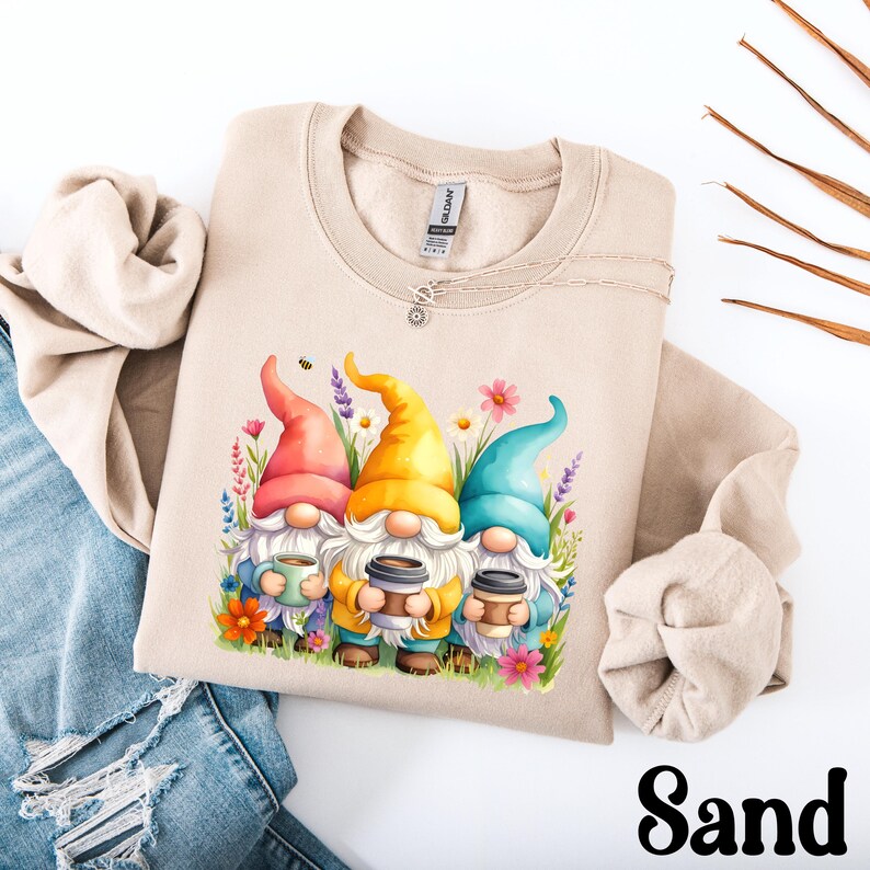 Gnomes with Coffee Shirt, Funny Coffee Lover Tee, Cute Gnome T-Shirt, Coffee Addict Gift, Morning Coffee Shirt, Barista Gift, Cozy Tee
