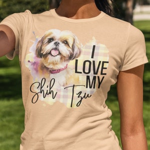 I Love My Shih Tzu T-Shirt, V-Neck, Sweatshirt or Racerback Tank Top. Perfect Gift for Shih Tzu Lovers, Shih Tzu Lover Gift Shirt