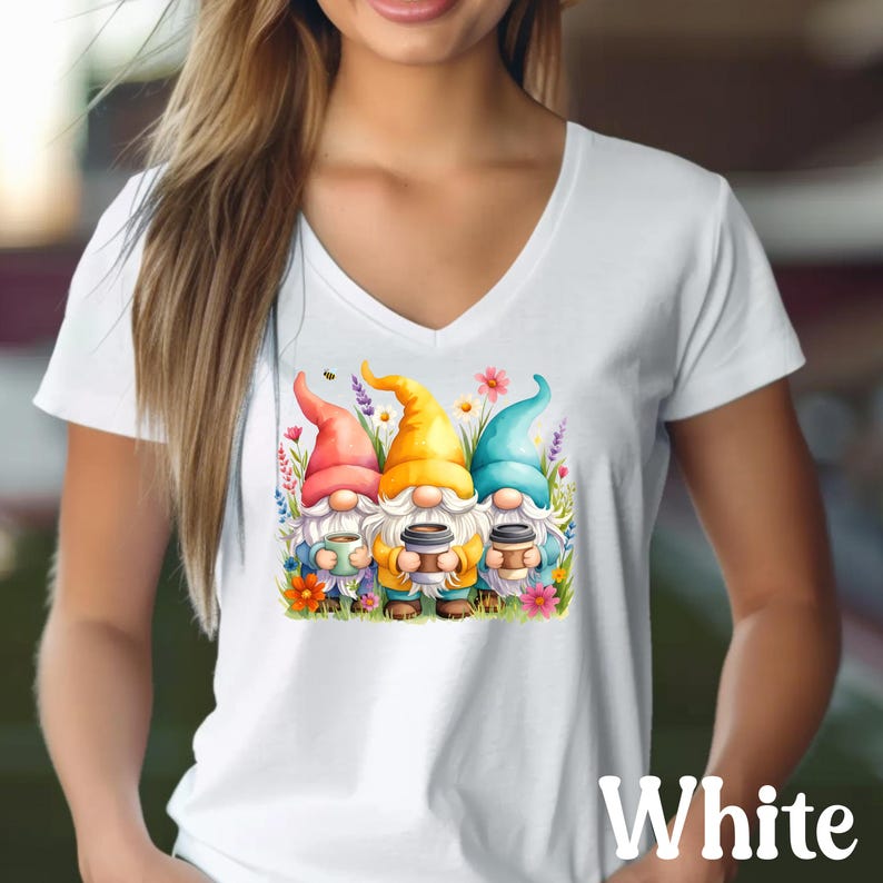 Gnomes with Coffee Shirt, Funny Coffee Lover Tee, Cute Gnome T-Shirt, Coffee Addict Gift, Morning Coffee Shirt, Barista Gift, Cozy Tee