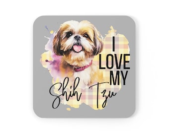 Shih Tzu-underlägg i korkträ, perfekt present till Shih Tzu-älskare, present till Shih Tzu-älskare, hundpresent, Shih Tzu-mamma, hundpappa