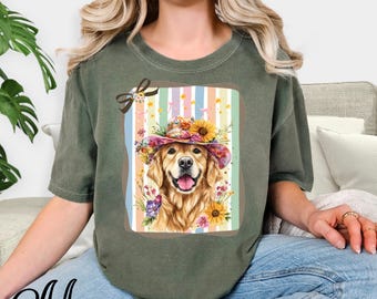 Golden Retriever Comfort Colors Shirt, Stay Golden Tshirt, Pet Lover Shirt, Dog Mom Shirt, Gift For Pet Owner, Funny Trendy Dog Shirt