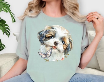 Camiseta Shih Tzu con colores cómodos para mamá, camiseta vintage con cara de perro, regalo Shih Tzu para mamá, camiseta para amantes de las mascotas, regalo para ella o para él, regalo para amantes de las mascotas